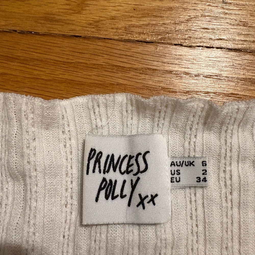 Princess Polly White Ribbed Top - Picture 3 of 3